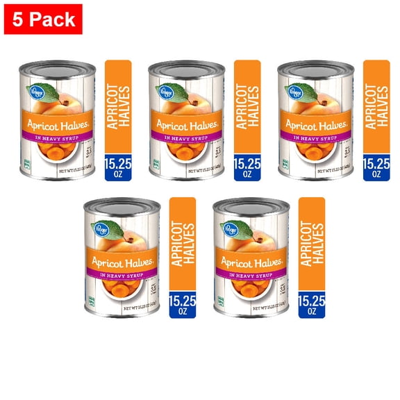 Kroger Canned Apricot Halves in Heavy Syrup 15.25 oz - 5 Pack