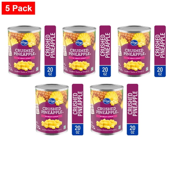 Kroger Canned Crushed Pineapple in Heavy Syrup 20 oz - 5 Pack