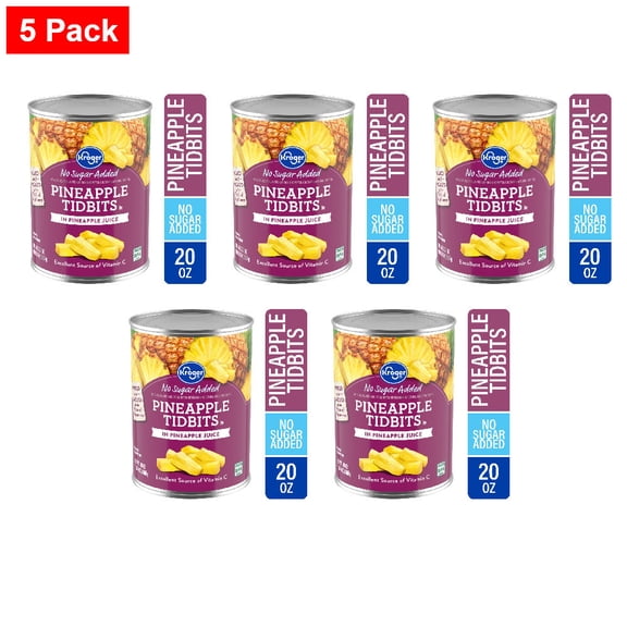Kroger Canned Pineapple Tidbits in Pineapple Juice 20 oz - 5 Pack