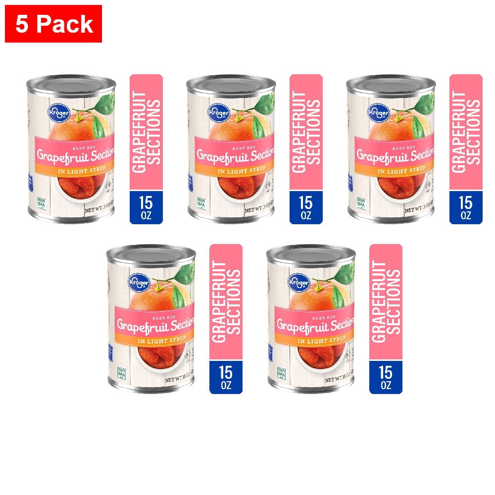 Kroger Canned Ruby Red Grapefruit Sections in Light Syrup 15 oz - 5 Pack