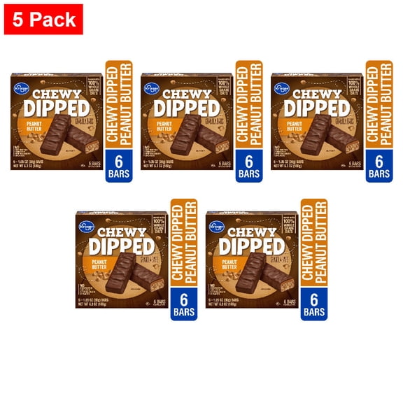 Kroger Chewy Dipped Peanut Butter Granola Bars 6 ct / 1.08 oz - 5 Pack