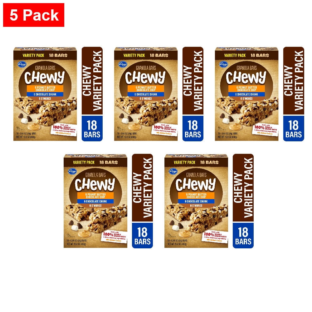 Kroger Chewy Granola Bars Variety Pack 18 ct / 0.84 oz - 5 Pack