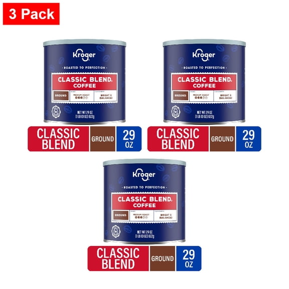Kroger Classic Blend Medium Roast Ground Coffee 29 oz - 3 Pack