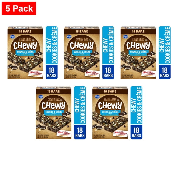 Kroger Cookies & Crme Chewy Granola Bars 18 ct / 0.84 oz - 5 Pack
