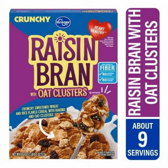 Kroger Crunchy Raisin Bran with Oat Clusters Cereal 18.2 oz