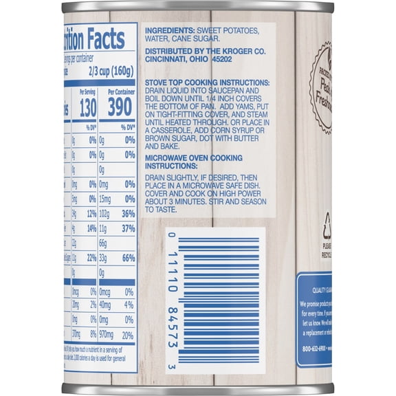 Kroger Cut Sweet Potato Yams in Syrup 15 oz - Pack of 1