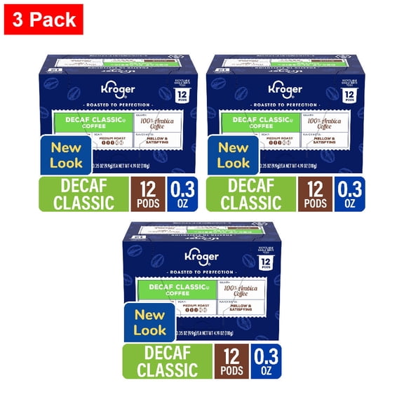 Kroger Decaf Classic Medium Roast Coffee Pods 12 ct - 3 Pack