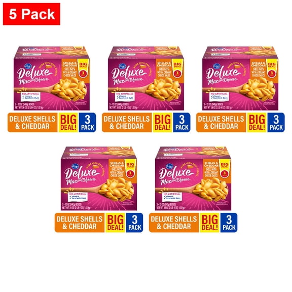 Kroger Deluxe Shells and Cheddar Macaroni and Cheese 3 ct / 12 oz - 5 Pack