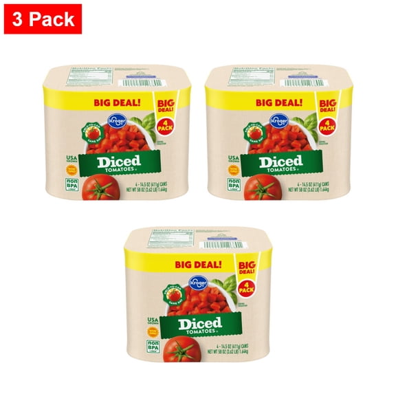 Kroger Diced Tomatoes 14.5 oz / 4 CT - 3 Pack