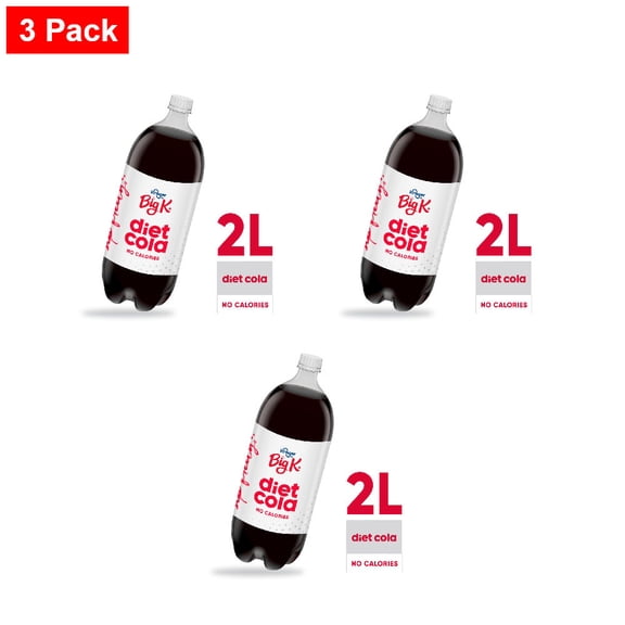 Kroger Diet Big K Cola No Calorie Soda Bottle 2 liter - 3 Pack