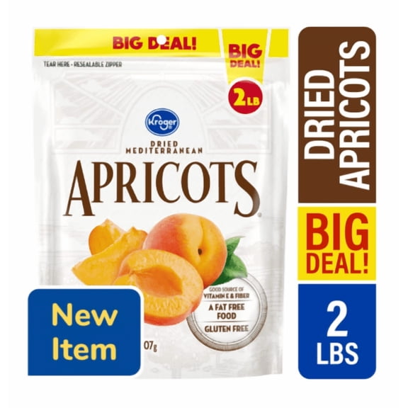 Kroger Dried Apricots Good Source of Vitamin E & Fiber Fat Free Gluten Free 2 LBS