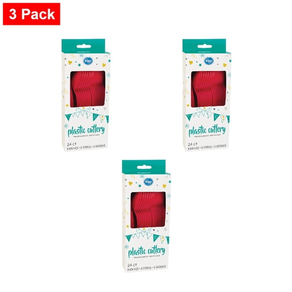 Kroger Entertainment Essentials Assorted Plastic Cutlery - Red 24 pc - 3 Pack