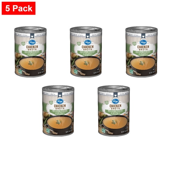 Kroger Fat Free Lower Sodium Chicken Broth 14 oz - 5 Pack