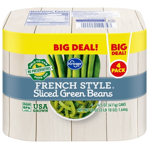 Kroger French Style Sliced Green Bean Cans 4 ct / 14.5 oz - Pack of 1