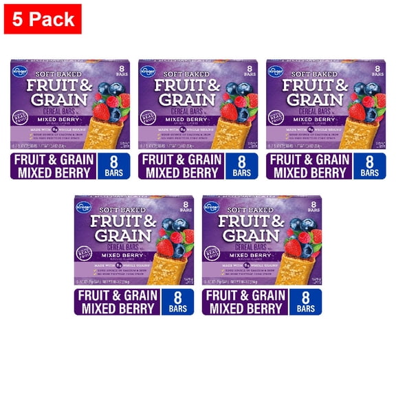 Kroger Fruit and Grain Mixed Berry Cereal Bars 8 ct / 1.3 oz - 5 Pack