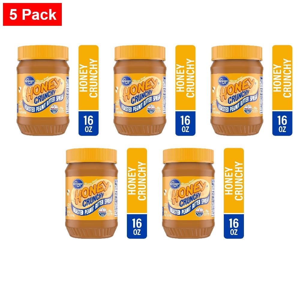 Kroger Honey Peanut Butter Spread Crunchy 16 oz - 5 Pack