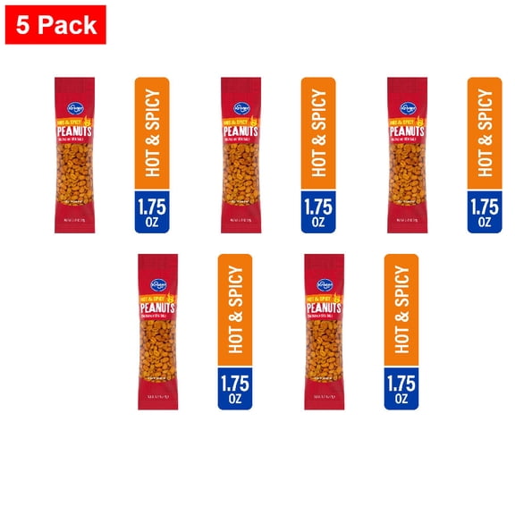 Kroger Hot & Spicy Sea Salted Peanuts 1.75 oz - 5 Pack