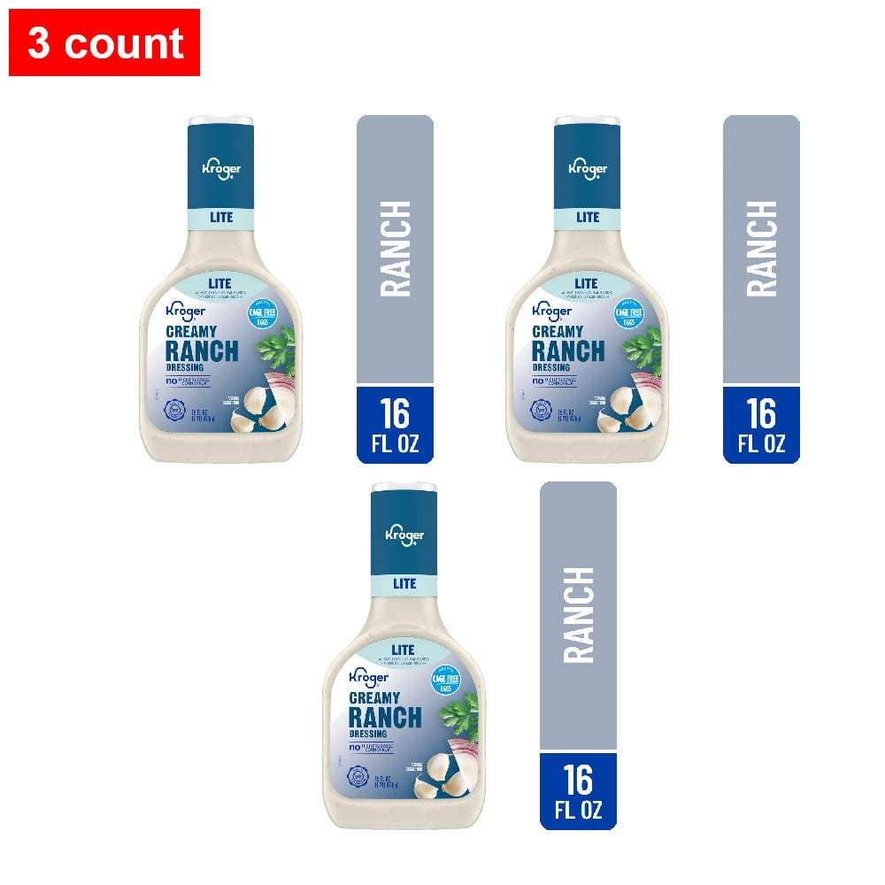 Kroger Light Creamy Ranch Salad Dressing 16 fl oz - 3 count - Walmart.com