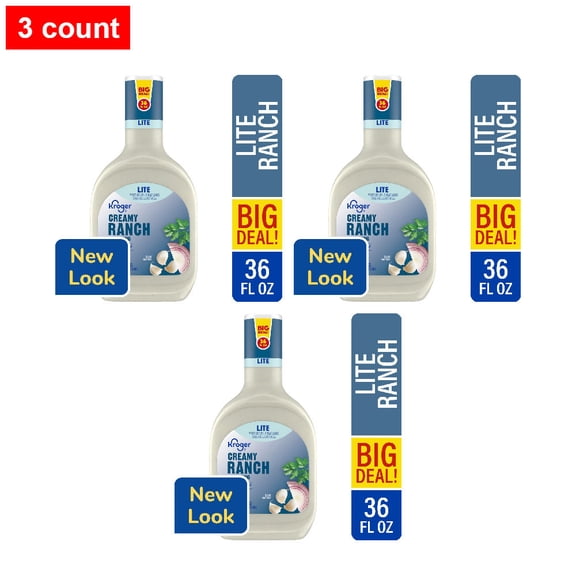 Kroger Light Creamy Ranch Salad Dressing 36 fl oz - 3 count