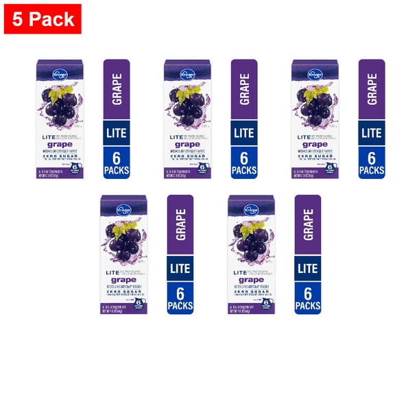 Kroger Lite Zero Sugar Grape Instant Drink Mix Packets 6 Count / 0.35 oz - 5 Pack