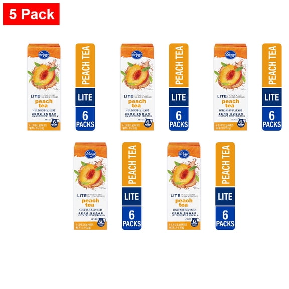 Kroger Lite Zero Sugar Peach Tea Instant Drink Mix Packets 6 Count / 0.39 oz - 5 Pack