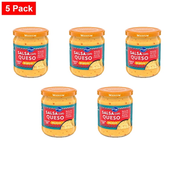 Kroger Medium Salsa Con Queso Cheese Dip 15 oz - 5 Pack