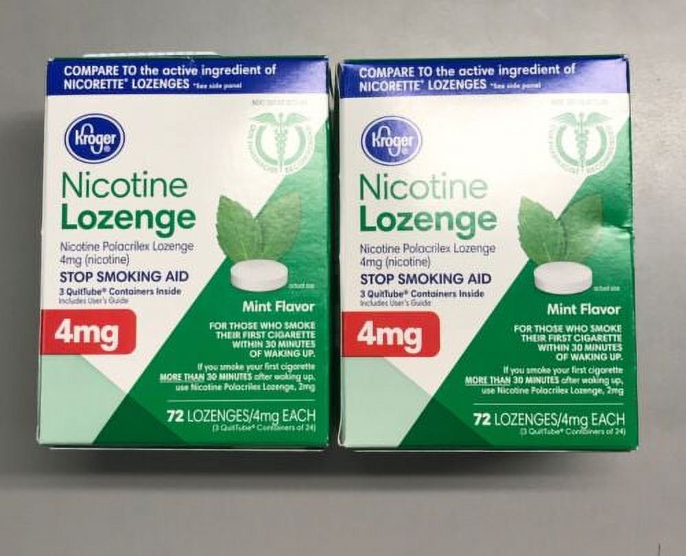 Kroger Nicotine Gum, 4mg, Lozenges Mint 72ct (LOT OF 2 BOXES)