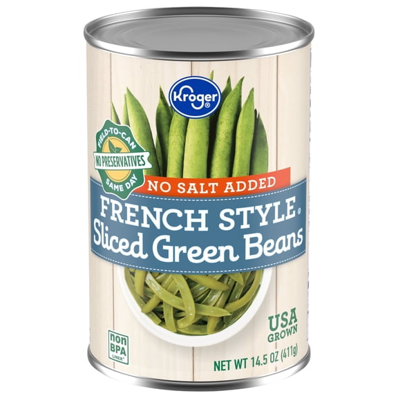 Kroger No Salt Added French Style Sliced Green Beans 14.5 oz - Pack of 1