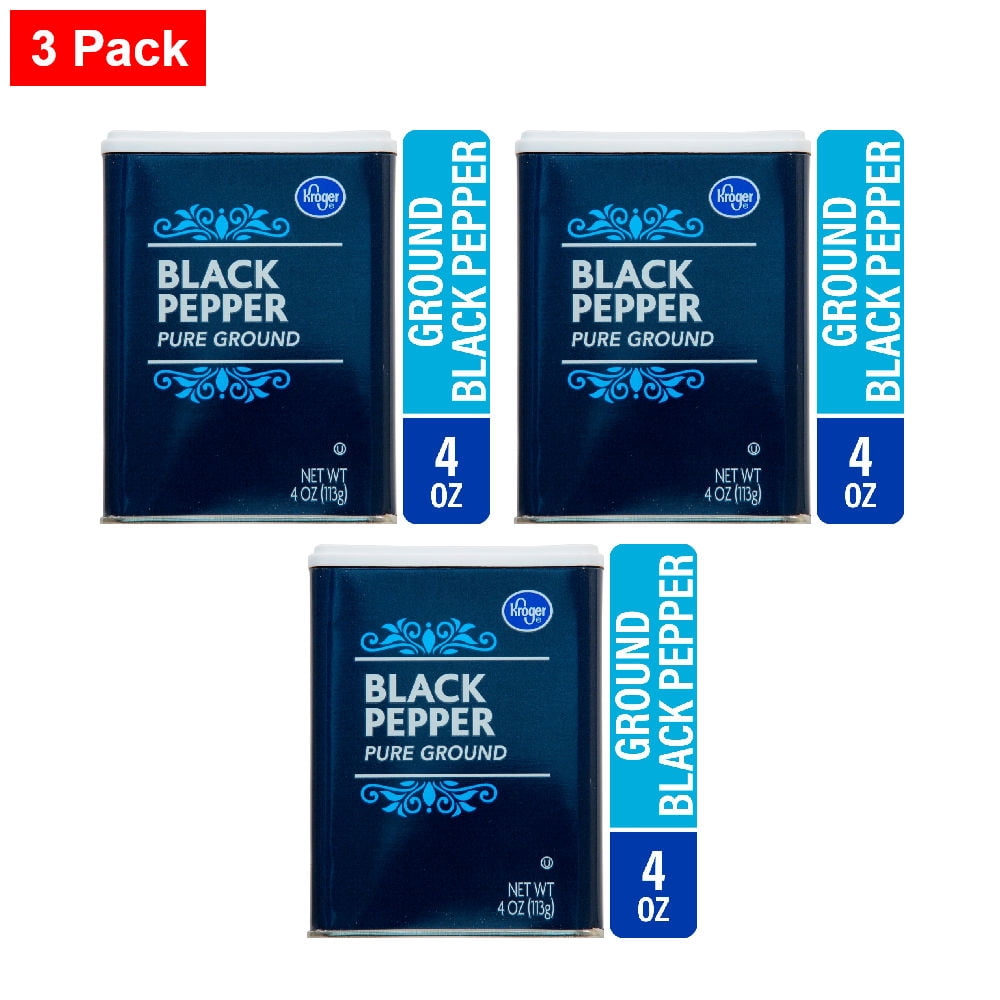 Kroger Pure Ground Black Pepper Shaker 4 oz - 3 Pack