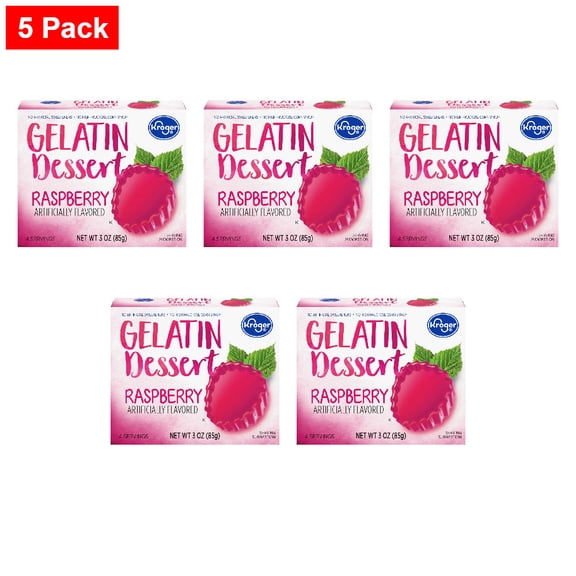 Kroger Raspberry Gelatin Dessert Mix 3 oz - 5 Pack