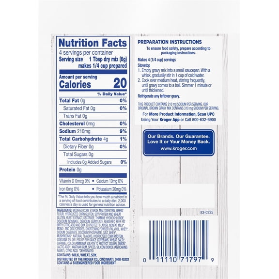 Kroger Reduced Sodium Brown Gravy Mix 0.87 oz - Pack of 1