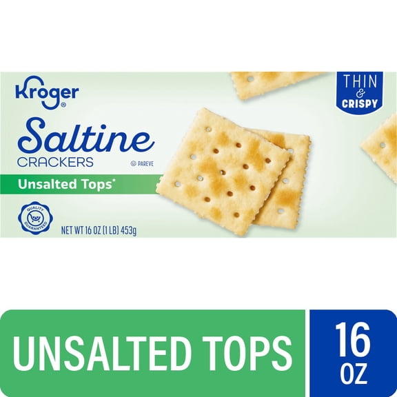 Kroger Saltine Crackers Unsalted Tops 16 oz - Pack of 1