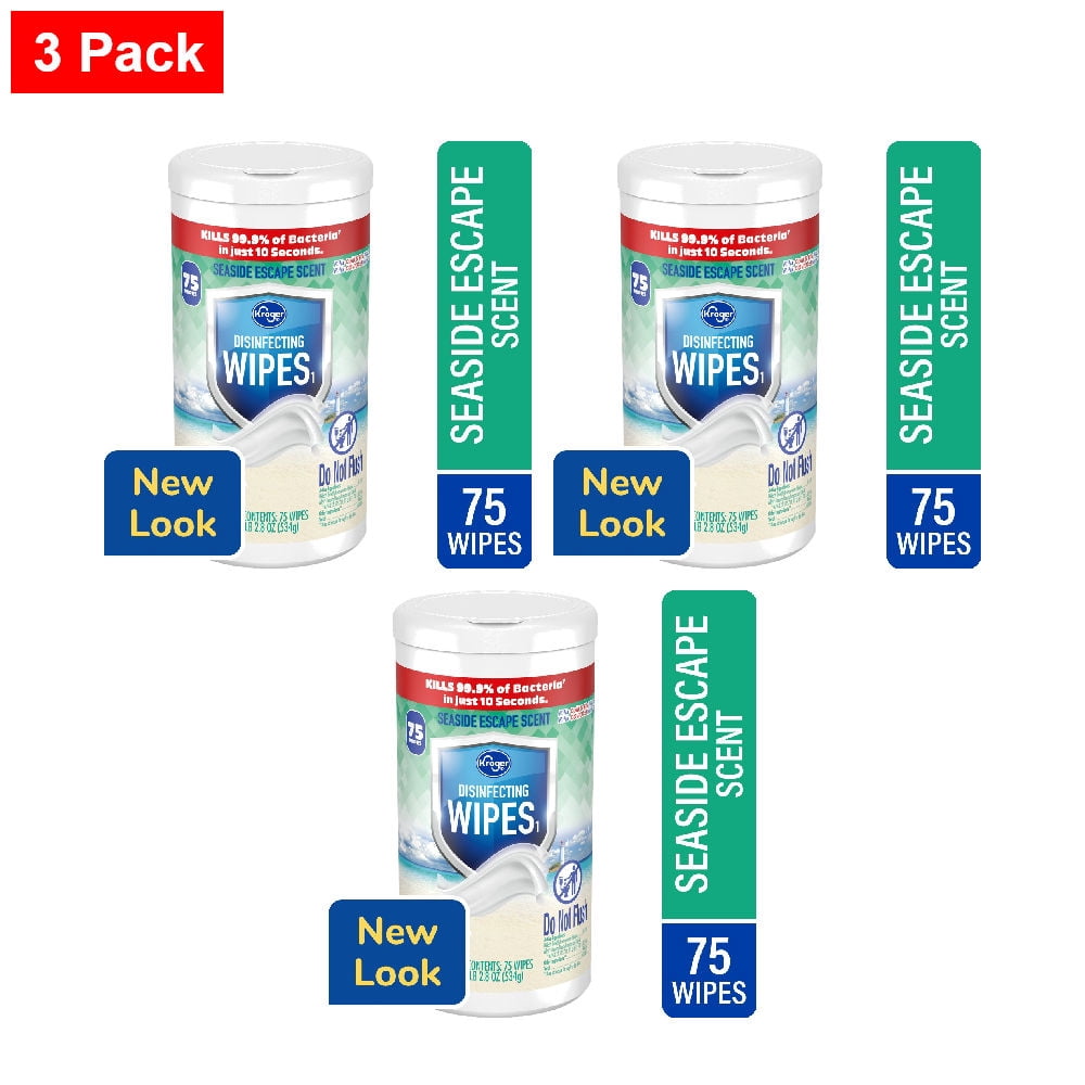 Kroger Seaside Escape Disinfecting Wipes 75 ct - 3 Pack