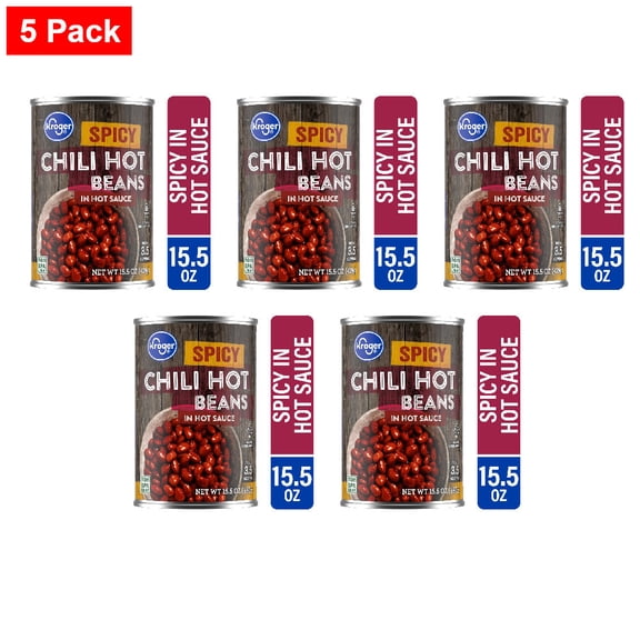 Kroger Spicy Chili Hot Beans in Hot Sauce 15.5 oz - 5 Pack