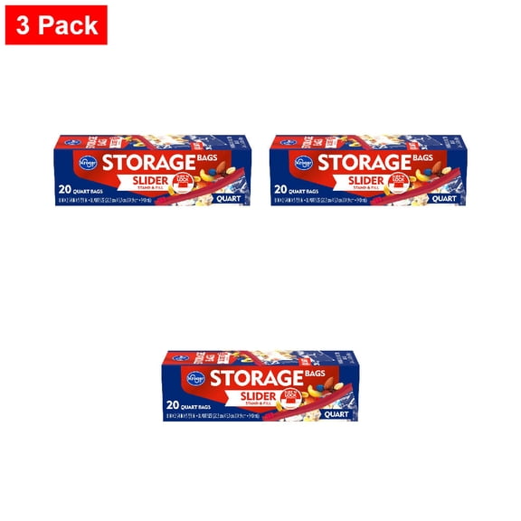 Kroger Stand & Fill Quart Slider Storage Bag 20 ct - 3 Pack