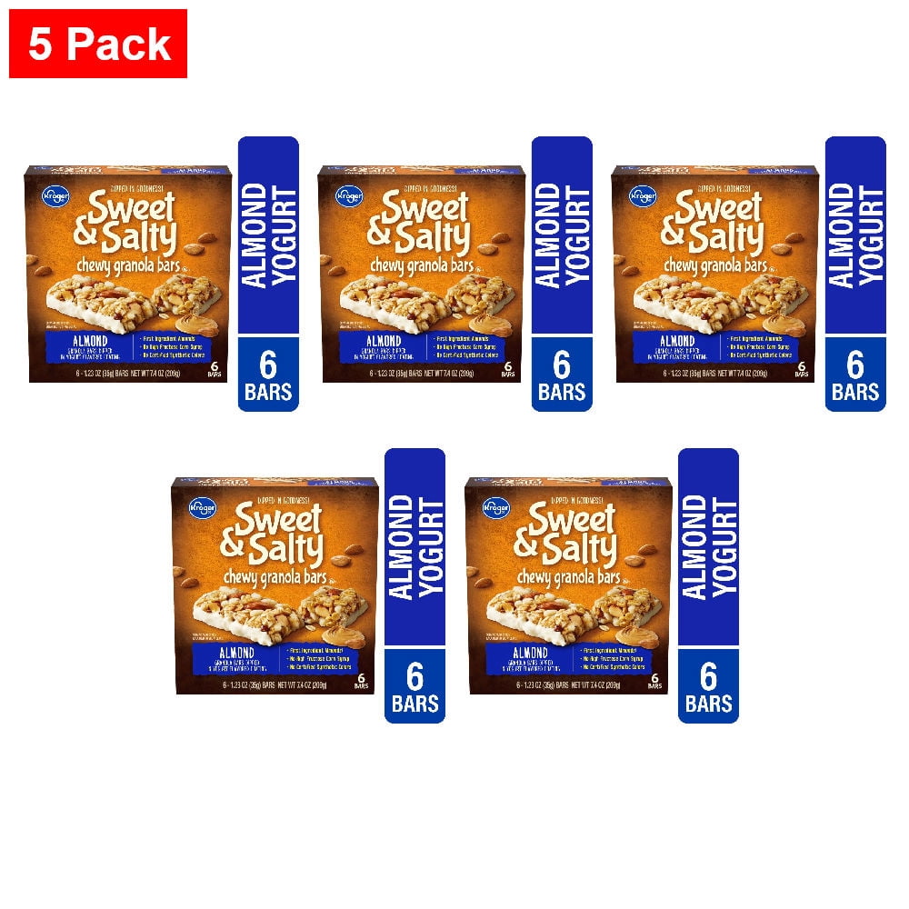 Kroger Sweet & Salty Almond Chewy Granola Bars 6 ct / 1.23 oz - 5 Pack