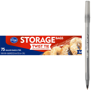 Kroger Twist Tie Gallon Storage Bags with pen