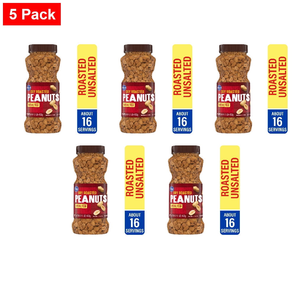 Kroger Unsalted Dry Roasted Peanuts 16 oz - 5 Pack - Walmart.com