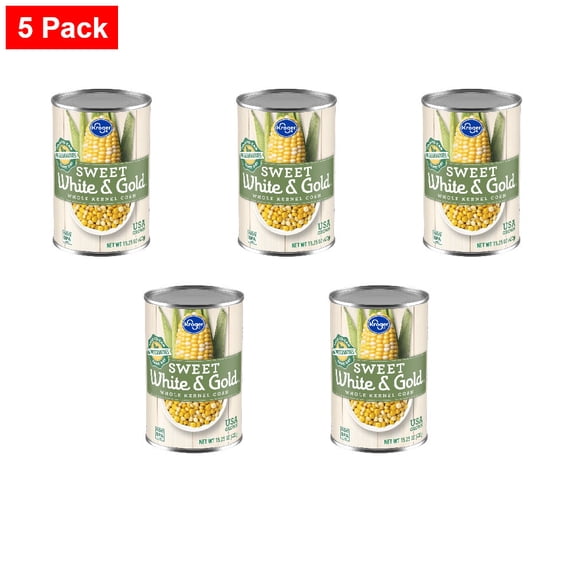 Kroger Whole Kernel Sweet White & Gold Corn 15.25 oz - 5 Pack