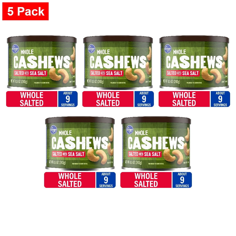 Kroger Whole Sea Salted Cashews 8.5 oz - 5 Pack - Walmart.com