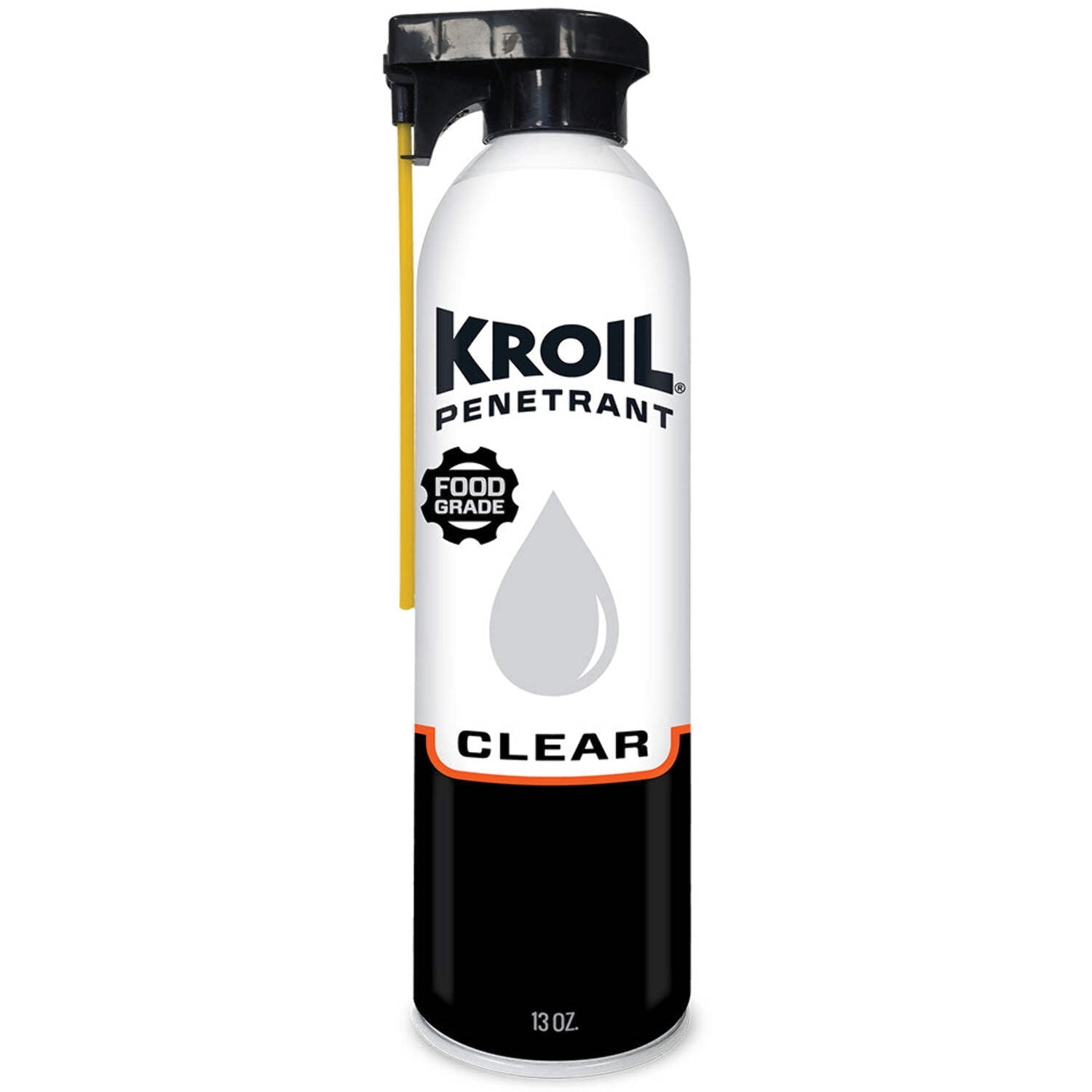 Kroil Clear Food Grade Penetrating Oil SprayTech 360° Nozzle & Straw Aerosol Spray-13oz Can-Single, Odorless Non-Staining Industrial Rust Penetrant, NSF-H1 Registered, Kosher Certified CKS132ST