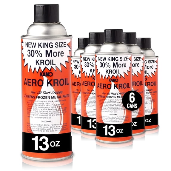Kroil Original Penetrating Oil Aerosol Spray-13oz Can-Case of 6 Penetrant for Rusted Bolts, Metal, Hinges, Chains, Moving Parts Rust, Corrosion Inhibitor AZKS132C6