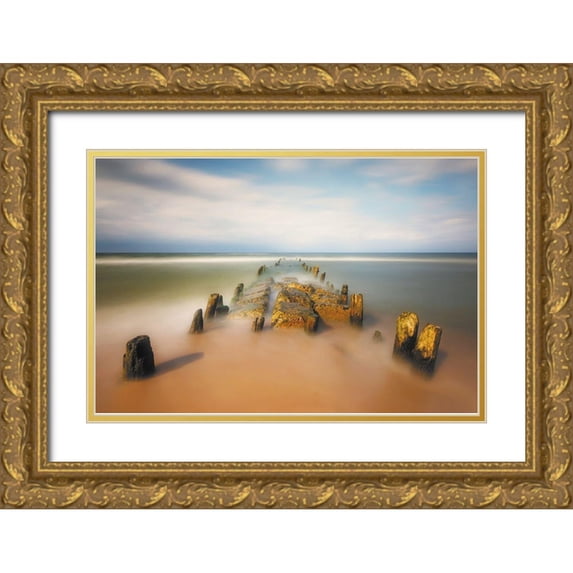 Krol, Piotr 32x23 Gold Ornate Wood Framed with Double Matting Museum Art Print Titled - Sea Road