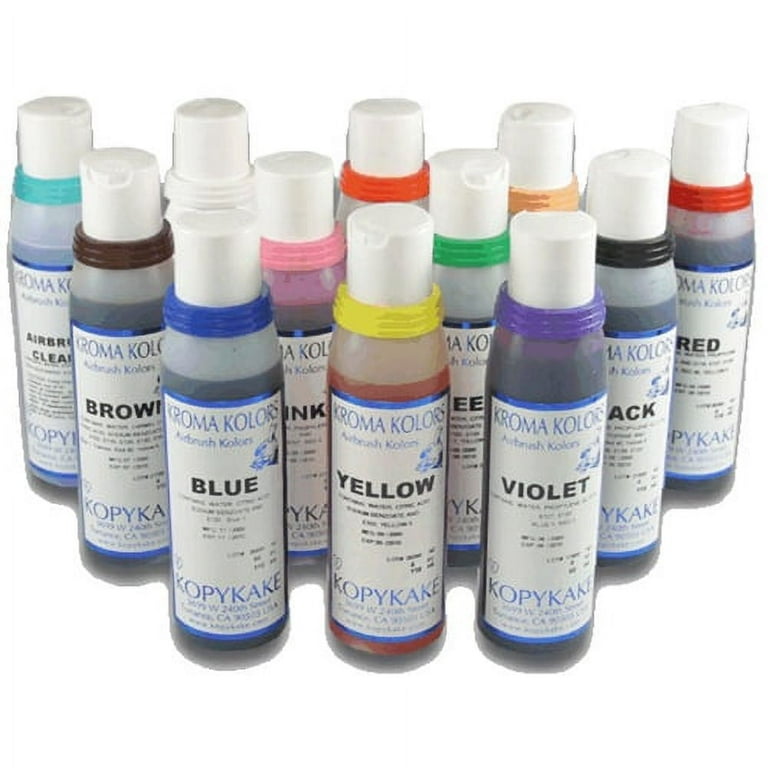Kroma Kolors Airbrush Colors 4 oz. Set - 11 Colors plus 1 Airbrush Cleaner  