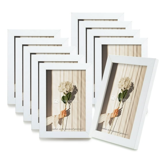 Kromapolis 4x6 Picture Frame Set of 10, Photo Frame with HD Plexiglass, Display 4x6 Pictures, Gallery Wall Picture Frames for Wall and Tabletop Decoration, White