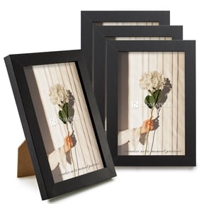 Kromapolis 4x6 Picture Frame Set of 4, Photo Frame with HD Plexiglass, Display 4x6 Pictures, Gallery Wall Picture Frames for Wall and Tabletop Decoration, Black