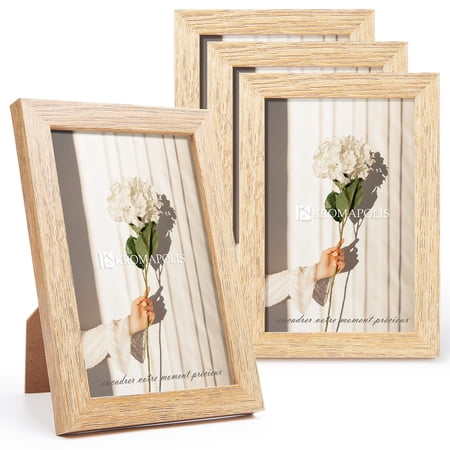 Kromapolis 4x6 Picture Frame Set of 4, Photo Frame with HD Plexiglass, Display 4x6 Pictures, Gallery Wall Picture Frames for Wall and Tabletop Decoration, Wood