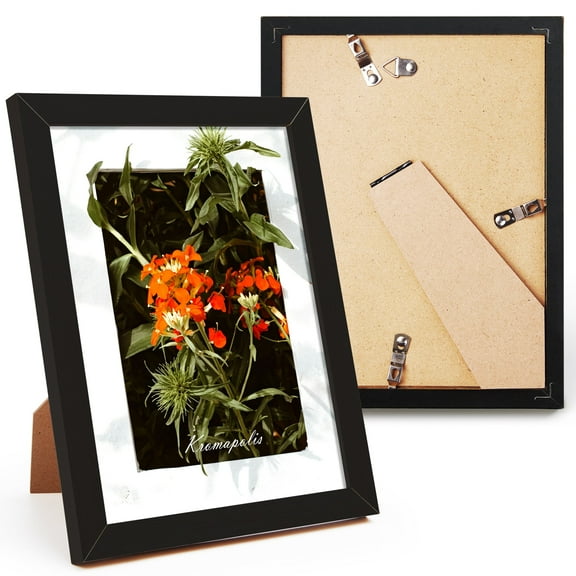 Kromapolis 6x8 Picture Frame Set of 2, Photo Frame with HD Plexiglass, Display 6x8 Pictures, Gallery Wall Picture Frames for Wall and Tabletop Decoration, Black