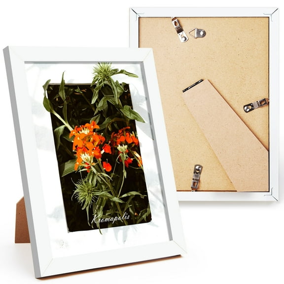 Kromapolis 6x8 Picture Frame Set of 2, Photo Frame with HD Plexiglass, Display 6x8 Pictures, Gallery Wall Picture Frames for Wall and Tabletop Decoration, White