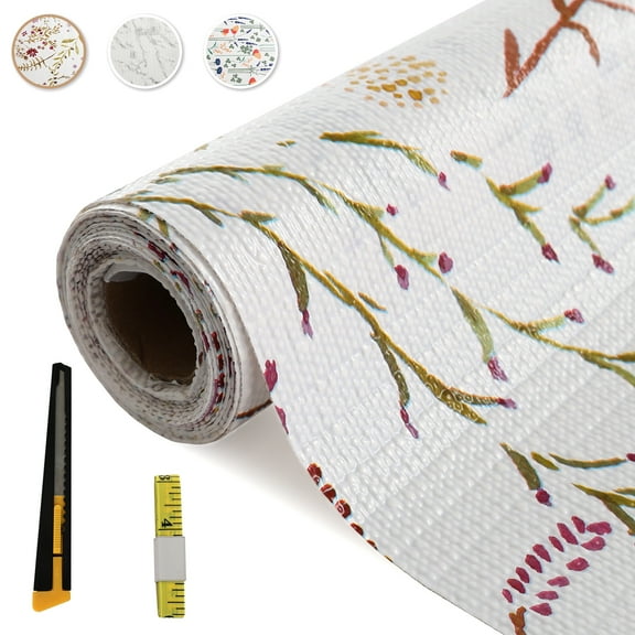 Kromapolis Shelf and Drawer Liner for Ktichen Cabinet Non Adhesive, 12 in X 20 Ft Roll Strong Grip Non Slip Waterproof Shelf Liners Cupboard, Multi-FlowerⅡ